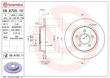 Ford Focus 3 Arka Fren Diski 271 mm Çap 2011-2018 BREMBO