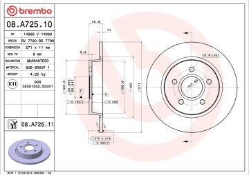 Ford Focus 3 Arka Fren Diski 271 mm Çap 2011-2018 BREMBO