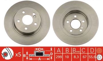 Mercedes 204 Kasa C220 Arka Fren Diski Bütün Modellere 300 mm Çap 2007-2013 TRW