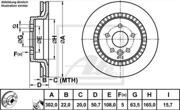 Volvo XC60 D4 Arka Fren Diski 302 mm 2008-2017 ATE ORIGINAL