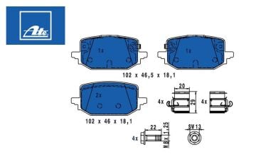 Nissan Qashqai J12 Arka Fren Balatası 1.5 e-Power 190 Beygir 2021 Sonrası ATE ORIGINAL