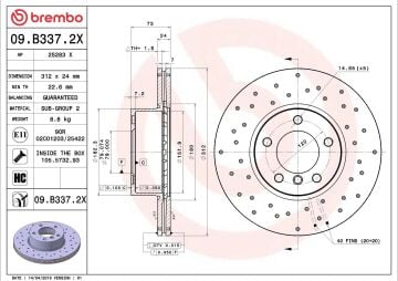 BMW 2 Serisi F20 220d Performanslı Ön Fren Diski 312 mm Çap Delikli 2014-2021 BREMBO XTRA