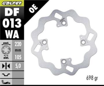 Honda CBR 1000 RR Arka Fren Diski 220 mm 2008-2016 GALFER DALGALI SABİT DİSK