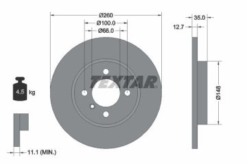 BMW 3 Serisi E30 Ön Fren Diski Düz Tip 260 mm Çap 1983-1990 TEXTAR