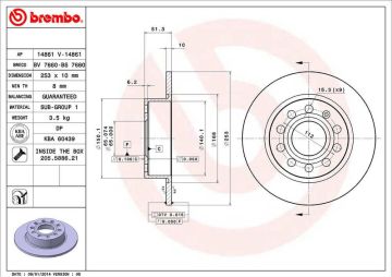 Volkswagen Jetta 3 Arka Fren Diski 1.9 TDI 105 Beygir 253 mm 2006-2011 BREMBO