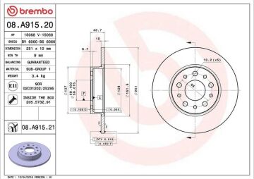 Fiat Egea Sedan/Hatchback Arka Fren Diski 1.0 Benzinli 100 Beygir 251 mm Çap 2020 Sonrası BREMBO