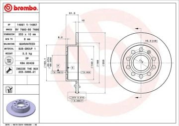 Seat Leon 3 Arka Fren Diski 1.6 TDI 253 mm Çap Manuel El Freni İçin 2013-2020 BREMBO