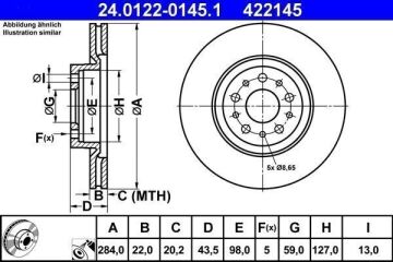Fiat Egea Station/Cross Ön Fren Diski 1.0 Benzinli 100 Beygir 284 mm Çap 2020-2026 ATE ORIGINAL