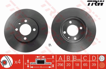 Volkswagen Polo 3 Ön Fren Diski 1.4 16V 75 Beygir ABS'li 256 mm Çap 1999-2001 TRW