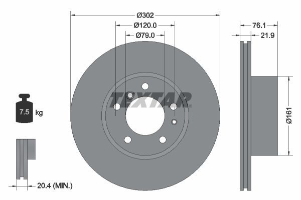 BMW 5 Serisi E34 Kasa Ön Fren Diski Havalı Tip 302 mm Çap 1991-1995 TEXTAR