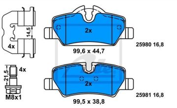 Mini Cooper F55 / F56 Arka Fren Balatası 1.5 Benzinli 136 Beygir 2014 Sonrası ATE ORIGINAL