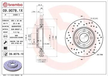 Renault Clio 3 Performanslı Ön Fren Diski 1.2 16V 260 mm Çap Delikli 2006-2012 BREMBO XTRA