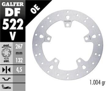 Yamaha X-Max 250 Tech Max Ön Fren Diski 267 mm 2018 Sonrası GALFER YUVARLAK SABİT DİSK