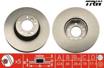 BMW E39 540i Ön Fren Diski 324 mm Çap 1996-2000 TRW