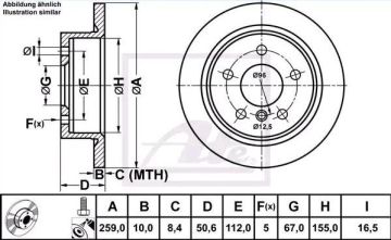 Mini Cooper F55 / F56 Arka Fren Diski 1.5 Dizel 116 Beygir 259 mm 2014 Sonrası ATE ORIGINAL