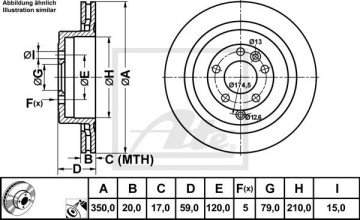 Range Rover 3 Arka Fren Diski 350 mm 2009-2013 ATE