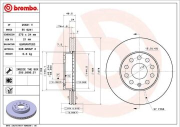 Skoda Octavia 3 Ön Fren Diski 1.2 TSI 276 mm Çap 2013-2020 BREMBO