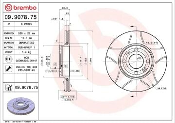 Renault Megane 2 Performanslı Ön Fren Diski 1.4 16V 260 mm Çap Çizgili 2003-2009 BREMBO MAX