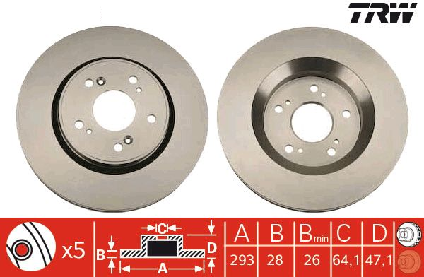 Honda CR-V Fren Diski Ön 293 mm 2007-2012 TRW