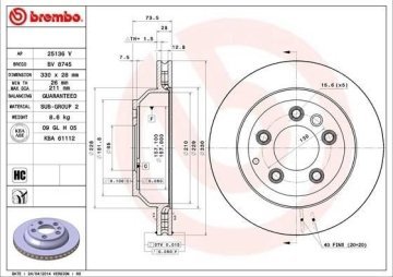 Porsche Cayenne Fren Diski Arka 3.6 V6 330 mm Sağ/Sol Takım BREMBO