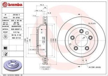 Porsche Cayenne S Fren Diski Arka 4.5 V8 330 mm Sağ/Sol Takım BREMBO