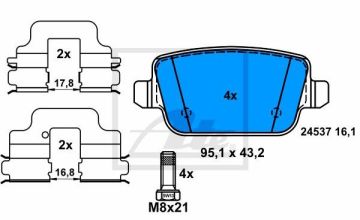 Ford Mondeo 4 Arka Fren Balatası 1.6 16V Manuel El Freni İçin 2007-2013 ATE ORIGINAL