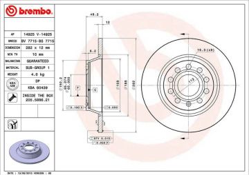 Volkswagen Passat B6 Arka Fren Diski 1.4 TSI 122 Beygir 282 mm Çap 2006-2011 BREMBO