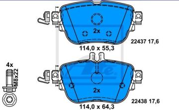 Mercedes 213 Kasa E180 Arka Fren Balatası Standart Paket 2016 Sonrası ATE ORIGINAL