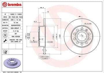 Volkswagen Caddy Fren Diski Arka 1.9 TDI 105 Beygir 256 mm Çap 2005-2010 BREMBO
