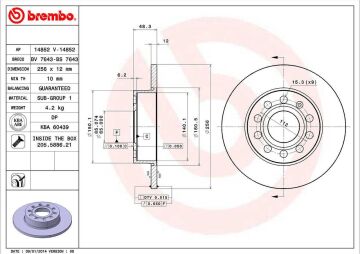 Volkswagen Jetta 3 Arka Fren Diski 1.4 TSI 122 Beygir 256 mm Çap 2006-2011 BREMBO