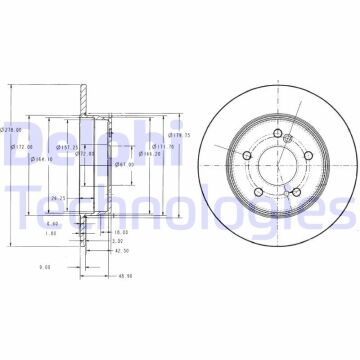 Mercedes C Serisi W203 Kasa C180 Kompressor Arka Fren Diski 278 mm Çap Standart Paket İçin 2001-2006 DELPHI