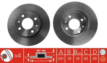 Hyundai i10 Ön Fren Diski 1.1 Benzinli 241 mm Çap 2008-2012 TRW