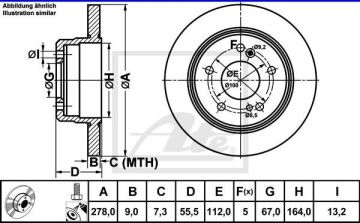 Mercedes E Serisi 210 Kasa Arka Fren Diski E220 CDI 125 Beygir 278 mm Çap 1996-2002 ATE ORIGINAL
