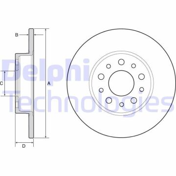 Fiat Egea Sedan/Hatchback/Cross Arka Fren Diski 1.5 T4 Hybrid Benzinli 130 Beygir 251 mm Çap 2022-2026 DELPHI