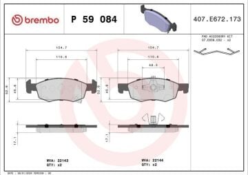 Opel Corsa E Ön Fren Balatası 1.0 115 Beygir 257mm Disk İçin 2015-2019 BREMBO