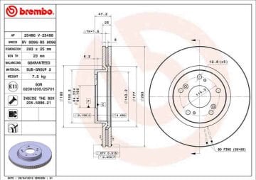 Honda Civic Ön Fren Diski 1.5 Turbo Hatchback FK7 293 mm Çap 2017 Sonrası BREMBO