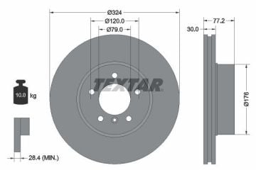 BMW E60 Kasa Ön Fren Diski 520i 2.2 Litre Motor Otomatik Vites 324 mm Çap TEXTAR