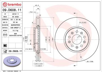 Opel Insignia B Ön Fren Diski 1.5 Turbo 165 Beygir 321 mm Çap 2017 Sonrası BREMBO