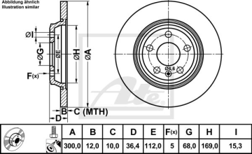 Audi A4 Arka Fren Diski 2.0 TDI 177 Beygir 300 mm 2008-2015 ATE ORIGINAL
