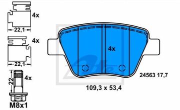 Volkswagen Jetta 4 Arka Fren Balatası 1.6 TDI 105 Beygir 272 mm Disk İçin 2011 Sonrası ATE ORIGINAL