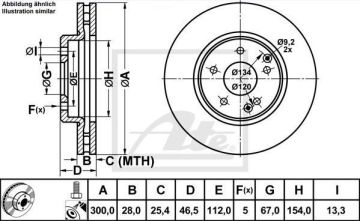 Mercedes C Serisi W203 Kasa C320 Ön Fren Diski 300 mm Çap 2001-2006 ATE ORIGINAL