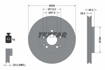 Mercedes 203 Kasa C230 Kompresör / C320 Ön Fren Diski Havalı 300 mm Çap TEXTAR