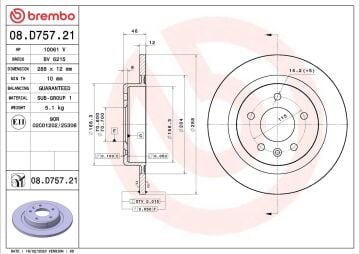 Opel Insignia B Arka Fren Diski 1.6 CDTI 136 Beygir 2017 Sonrası BREMBO