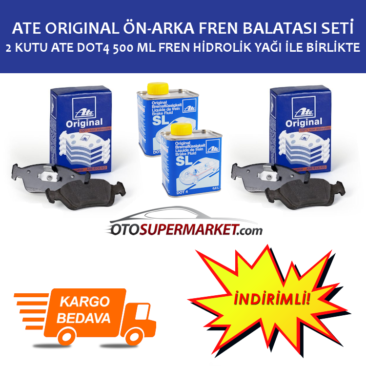 Volvo S40 Ön ve Arka Fren Balata ve ATE Dot 4 Hidrolik Yağ Seti 1.8 Benzinli 125 Beygir 2004-2012 ATE ORIGINAL