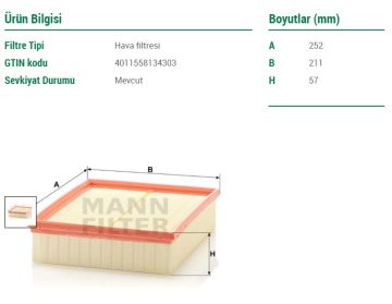 Volkswagen Passat B5 Hava Filtresi 1.6 101 Beygir 1997-2001 MANN