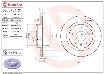 Opel Insignia B Arka Fren Diski 2.0 CDTI 210 Beygir 2017 Sonrası BREMBO