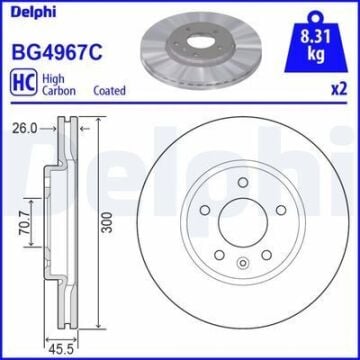 Opel Insignia B Ön Fren Diski 2.0 CDTI 210 Beygir 300 mm Çap 2017 Sonrası DELPHI