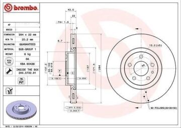 Fiat Egea Station Ön Fren Diski 1.6  Multijet 120 Beygir 284 mm Çap 2015-2020 BREMBO
