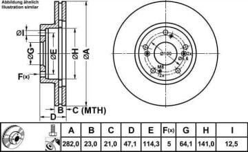Honda Civic Ön Fren Diski 1.6 Benzinli i-Vtec Sedan FC5 282 mm Çap 2017-2022 ATE ORIGINAL