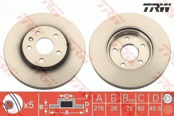 Opel Astra J Ön Fren Diski 1.6 16V Benzinli 276 mm Çap 2010-2015 TRW